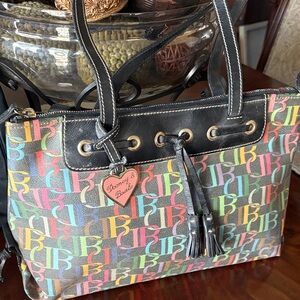 Authentic Dooney & Bourke Multicolor Signature Logo Tote Bag